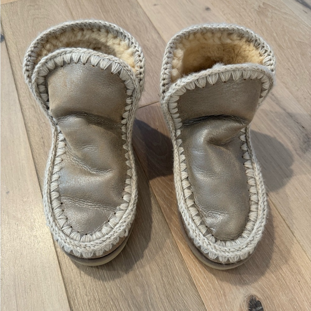 Mou Womens Eskimo Boots Leather - Cream